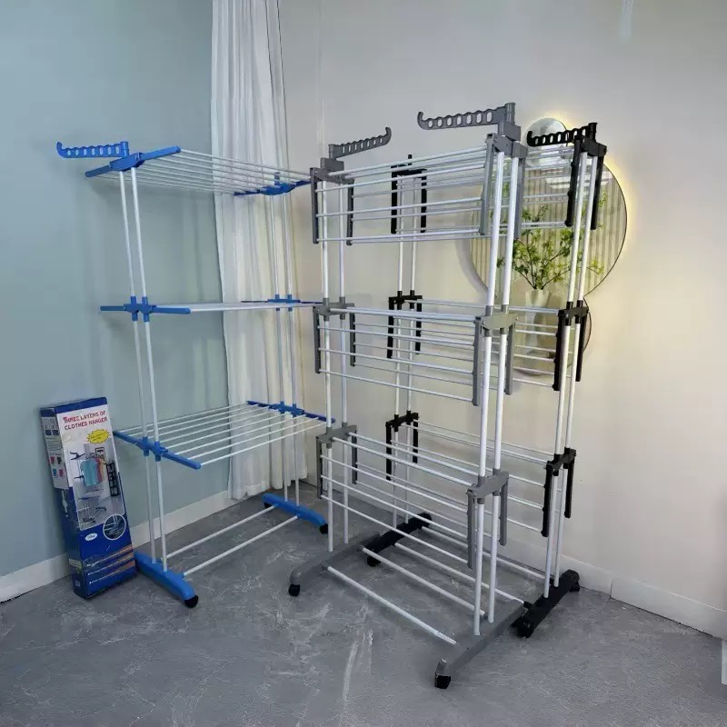 3-Tier Foldable Clothes Drying Rack with Wheels